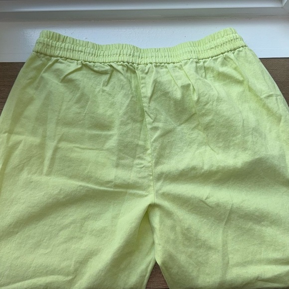 J.CREW  WOMEN’S LINEN-COTTON BLEND DRAWSTRING CAPRI  PANTS YELLOW GREEN SIZE 12 - Picture 2 of 8